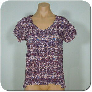 ELLA MOSS Blouse S SMALL Womens Paisley Print Rayon